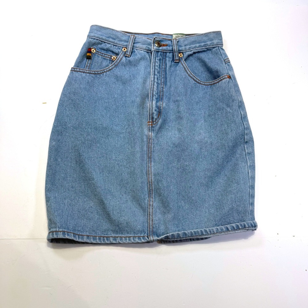 Gitano Jeanswear Vintage 90s Light Wash Denim Mini Skirt High Waisted Size 6 S